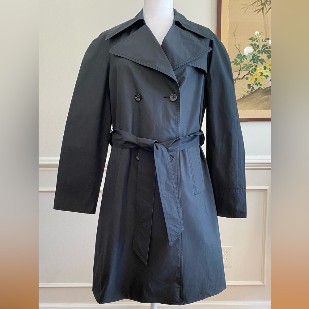 Banana Republic Vintage Double Breasted Black Belted Trench coat sz Small